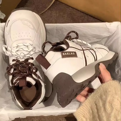 厚底增高真皮阿甘鞋女潮2025冬季加绒保暖复古德训老爹鞋轻便百搭