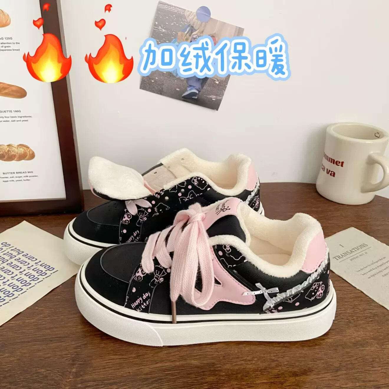 加绒鞋子女童秋冬2026大童保暖小白鞋12岁中大童板鞋运动二棉鞋