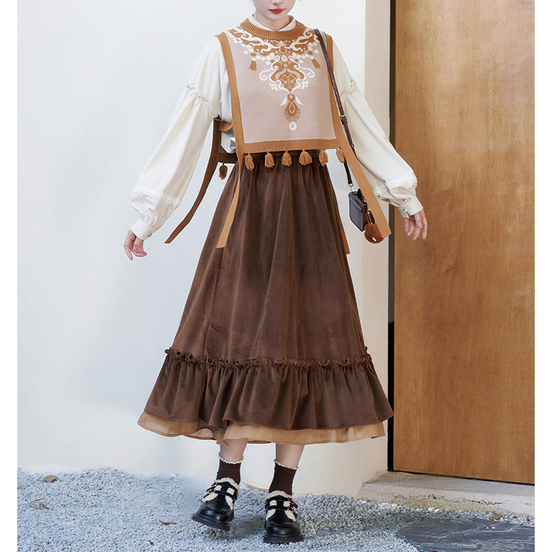 2025秋季款复古国风套装衬衫短款