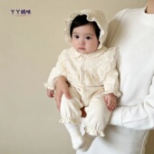 新生儿连体衣春装 纯棉超萌女宝宝满月百天公主爬服婴儿秋冬外出服