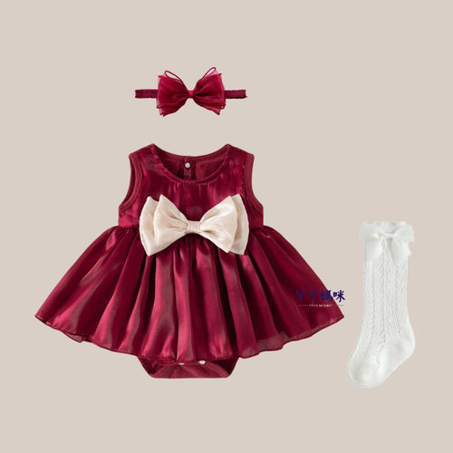 婴儿满月宴礼服夏装薄款包屁裙