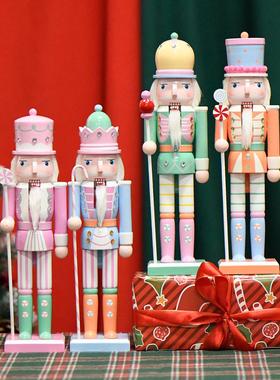 新款现货马卡龙系列糖果胡桃夹子批发创意家居摆件胡桃兵装饰木偶