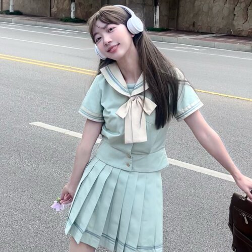 樱奈家时夏原创薄荷绿水手服套装