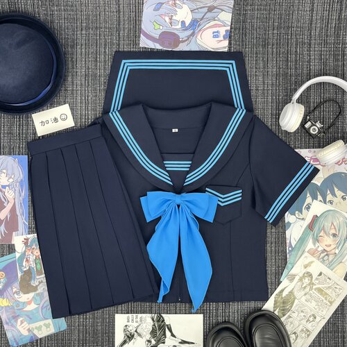 樱奈家兰樱中满襟三本线水手服