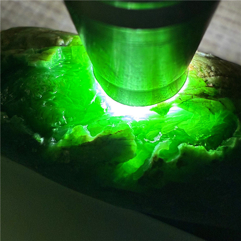 翡翠原石玉石毛料后江敞口开窗料冰阳绿表现满色戒面牌子挂件辣色