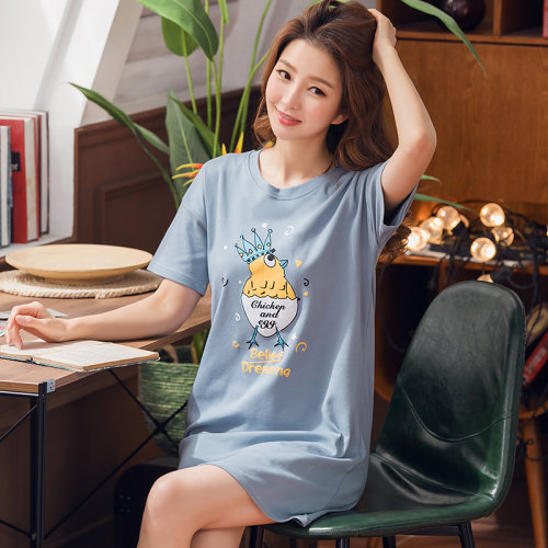 新款睡裙女夏季短袖裙子公主甜美可爱纯棉韩版休闲宽松家居服时尚