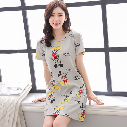 新款睡裙女夏季短袖甜美年轻卡通可爱纯棉韩版休闲宽松家居服少女