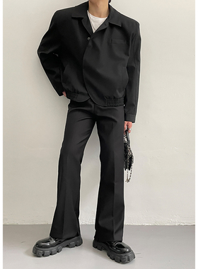 BWG下脚开叉设计复合挺阔质感休闲2023春夏直筒西裤垂坠感高级感