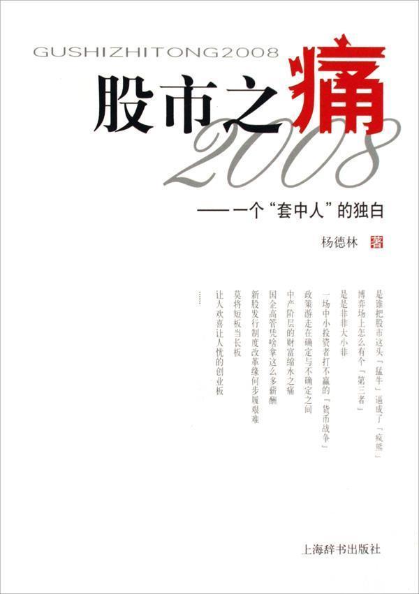 正版股市之痛2008:一个套中人的独白杨德林书店经济书籍 畅想畅销书