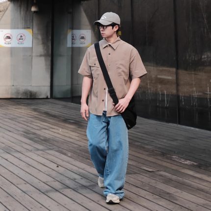 OBSERVER SSA 蓝色水洗美式复古阔腿宽松直筒四季款牛仔裤