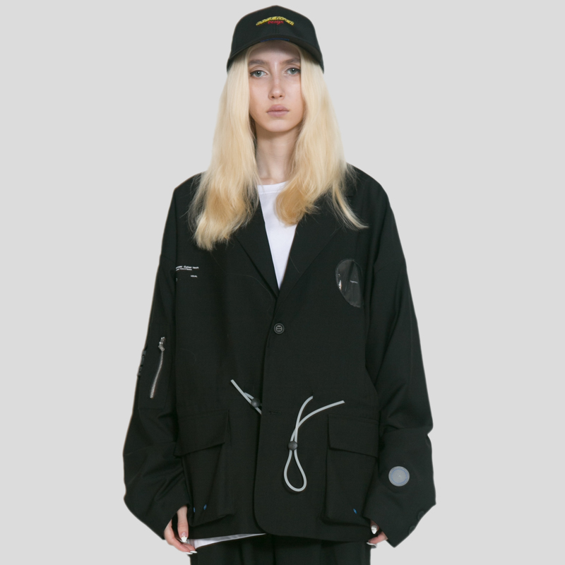 黑色外套休闲西服甘望星同款