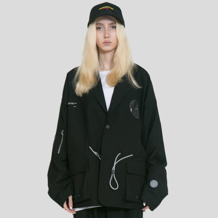 OBS OBSERVER OB LAB暗条纹机能潮休闲西服西装外套 甘望星同款