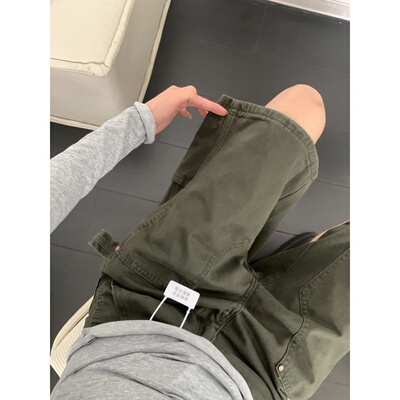 大码复古美式工装牛仔短裤女夏季胖mm高腰显瘦直筒阔腿五分中裤子
