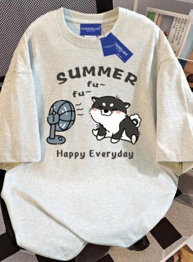 美式白灰色纯棉短袖t恤女夏季新款爆款宽松休闲设计感t恤上衣百搭