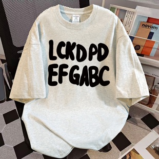 ins潮牌宽松街头重磅纯棉体恤衫 夏季 T恤女美式 设计感短袖 创意个性