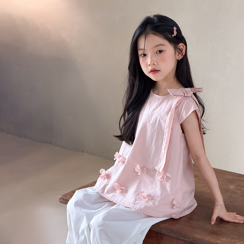 女童夏季甜美纯棉无袖背心吊带薄