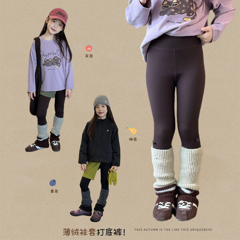 亲子女童加绒修身弹力打底裤秋冬