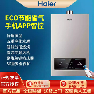 海尔燃气热水器12升13升WG3天然气ECO节能厨房家用强排式 恒温洗澡