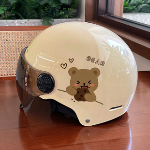 3C認(rèn)證電動(dòng)摩托車(chē)頭盔女款 騎行 男士 防曬安全帽可愛(ài)哈雷半盔四季