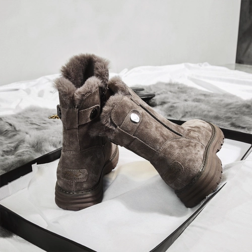 Martens, зимние утепленные удерживающие тепло ботинки на платформе с молнией, из натуральной кожи