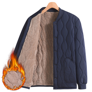 爸爸秋冬装 加厚保暖棉服爷爷内穿小棉袄 加绒棉衣内胆中老年人男士