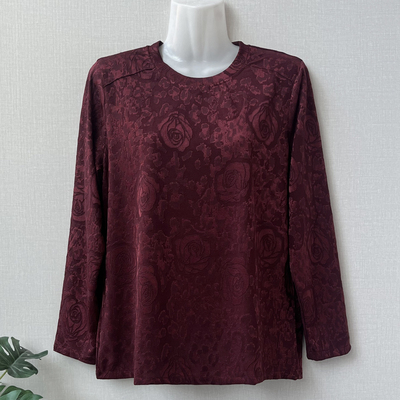 妈妈新款长袖T恤中年提花打底衫