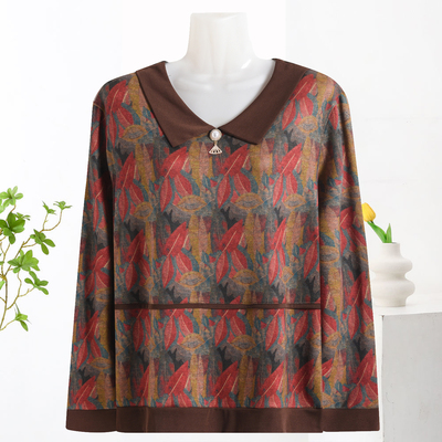 妈妈装新款长袖T恤中老年春秋季