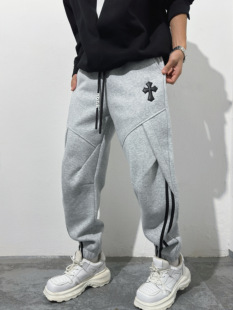 新款 束脚裤 加绒加厚休闲裤 刺绣贴标结构款 男宽松束脚运动卫裤 冬季