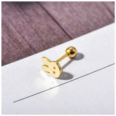 高级感首尔k金纯10k 14k金黄金耳钉可爱动物简约螺丝耳堵耳钉单只
