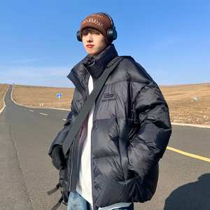EECOOL户外山系羽绒服男款冬季美式加厚白鸭绒面包服痞帅宽松外套