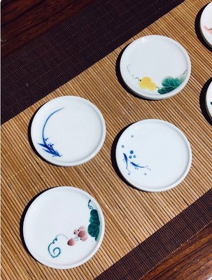 马克杯陶瓷盖多用手工杯托手绘