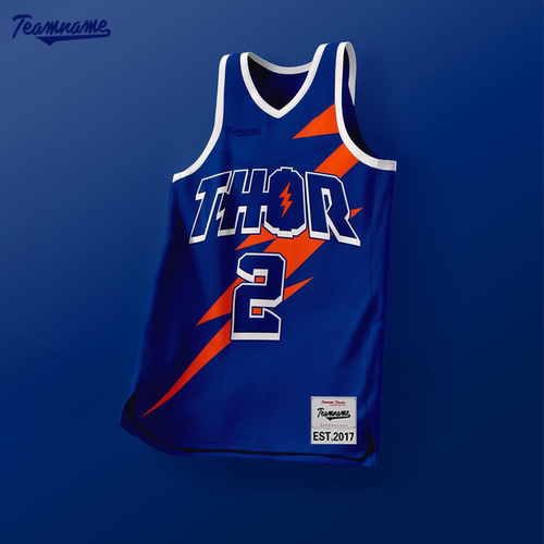teamname球衣定制2号篮球服蓝色闪电透气运动比赛训练男女球衣