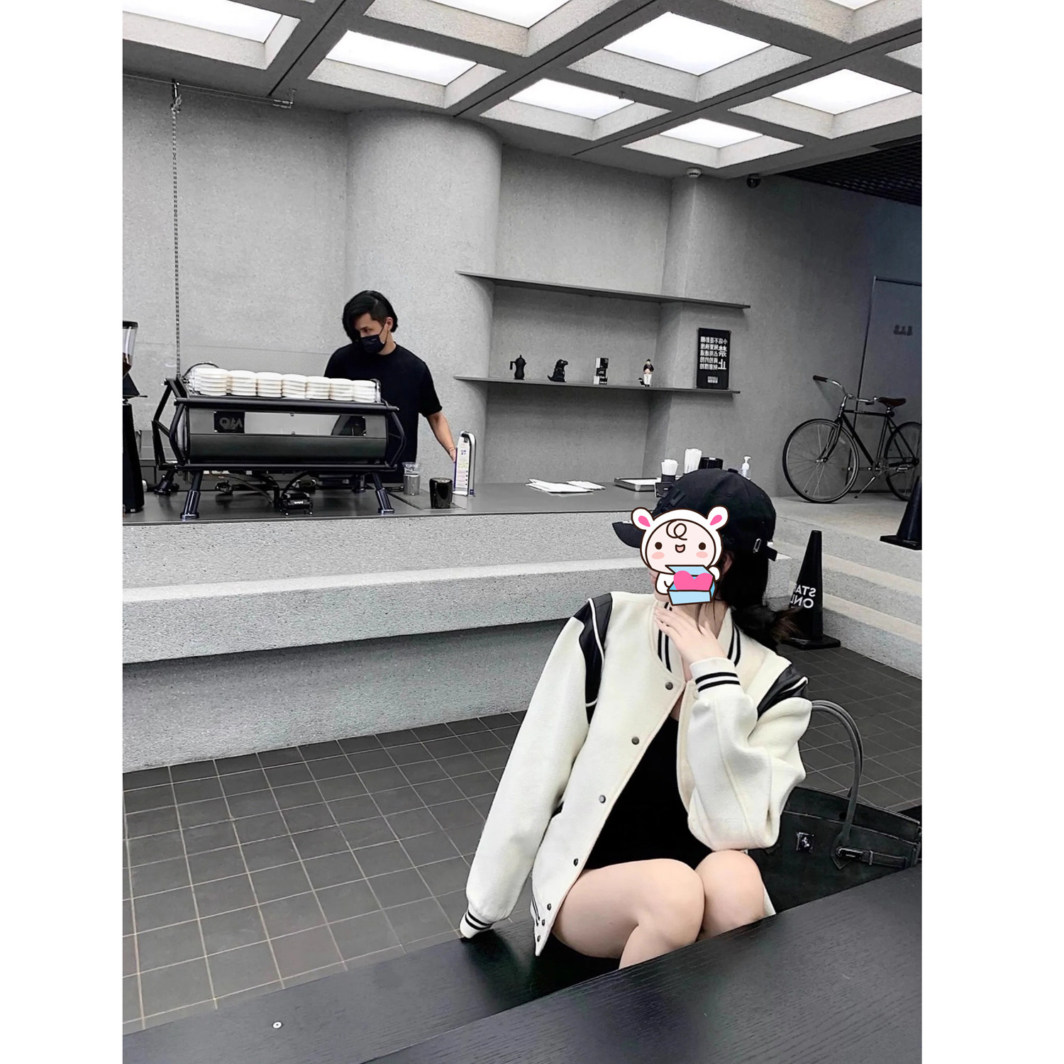国I高Tk韩p!S定LP风格棒球服潮牌宽松情侣飞行夹克短外套羊毛呢