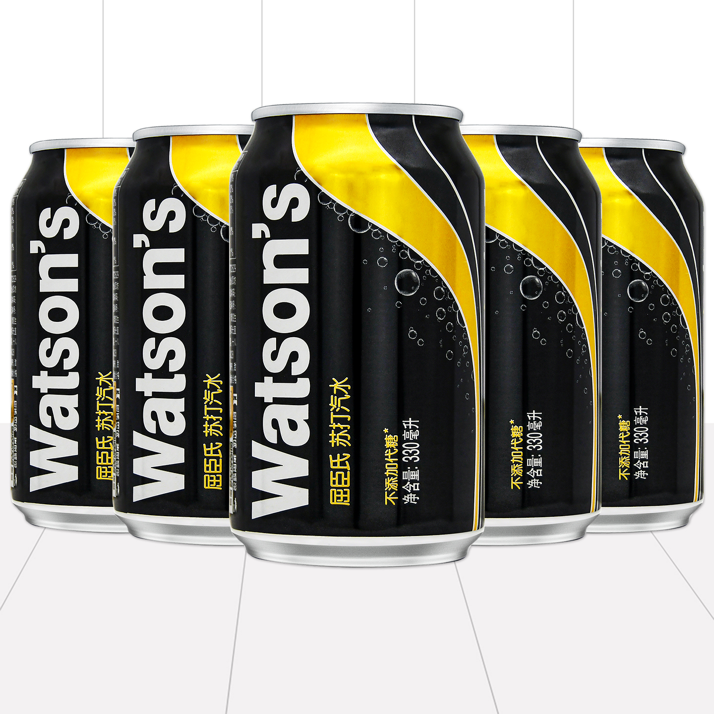 （Watson's )屈臣氏苏打水330ml*6听易拉罐无糖原味苏打汽水包邮