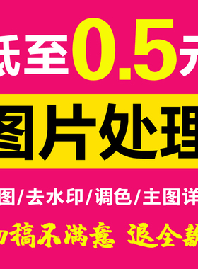 P图片处理PS修图专业抠图去水印淘宝美工照片精修做图改图设计PDF