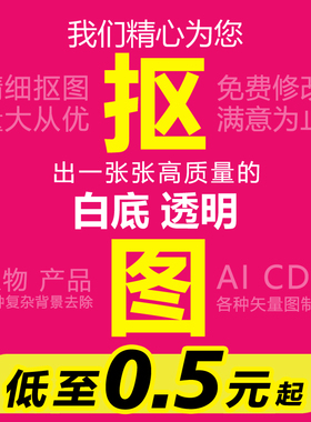 精细抠图扣图矢量图制作证件照换背景去水印精修白底图透明图P图
