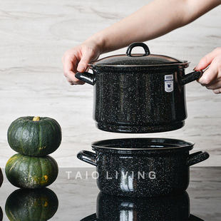 奥地利制造RIESS搪瓷蒸锅双用锅双耳炖锅两层堆叠易收纳土豆蒸锅