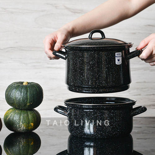 奥地利制造RIESS搪瓷蒸锅双用锅双耳炖锅两层堆叠易收纳土豆蒸锅