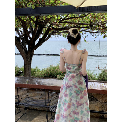 紫罗兰长裙女夏季法式小