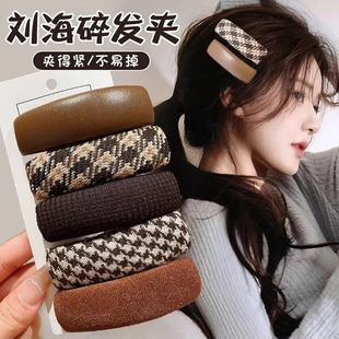 女童韩系复古碎发bb夹儿童刘海前额发夹宝宝不伤发气质千鸟格发卡