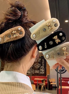 韩货东大门小熊毛毛发夹