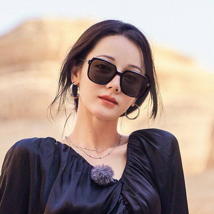 花儿与少年迪丽热巴同款黑色墨镜防紫外线时尚大框偏光太阳眼镜潮