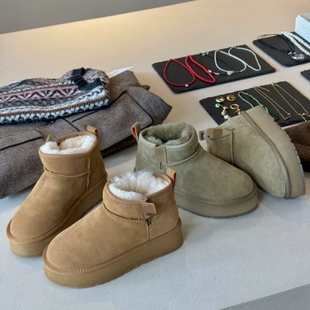 真皮！商场断码侧拉链雪地靴女厚底防滑加厚保暖短靴棉靴M2546