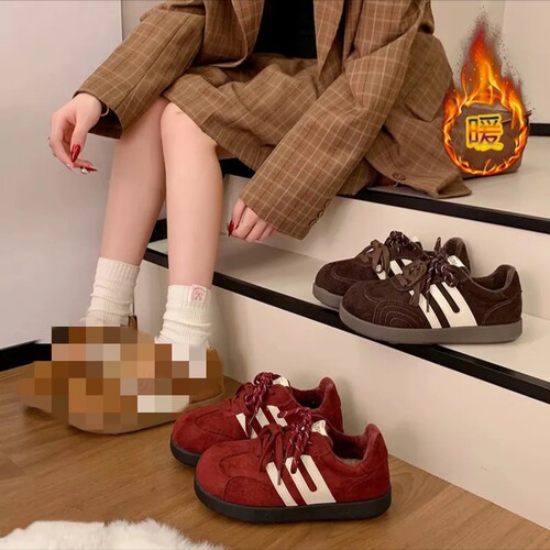 真皮+绒里！内增高！专柜商场撤柜断码时尚休闲德训鞋女M0065381A