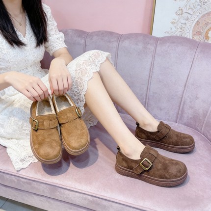 专柜商场撤柜断码加绒保暖软底舒适时尚魔术贴勃肯鞋女1128