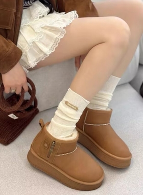 真皮！雪地靴！专柜商场撤柜女鞋冬季保暖短靴女洋气M8-15913A