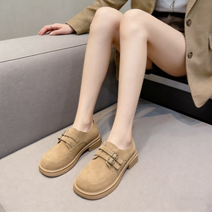 真皮牛反绒皮！加绒里！专柜商场断码女鞋乐福鞋冬季M6558121A