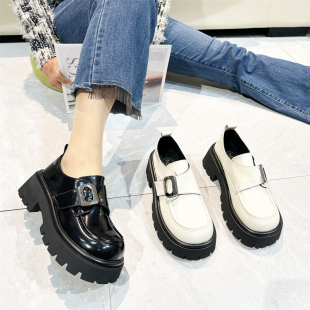 乐福鞋 女百搭英伦风小皮鞋 女M0826230 专柜折扣魔术贴单鞋 真皮