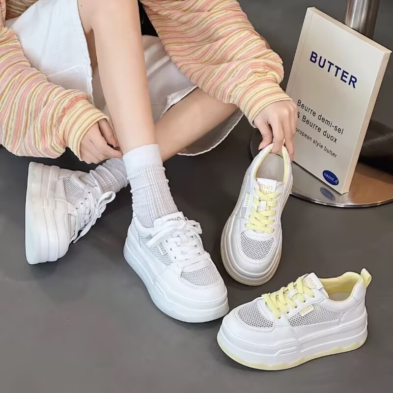 真皮透网！商场撤柜断码小白鞋女