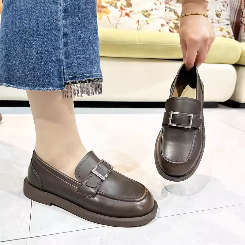 真皮牛皮！秀气乐福鞋小皮鞋！专柜商场断码特价女鞋36T1697-12